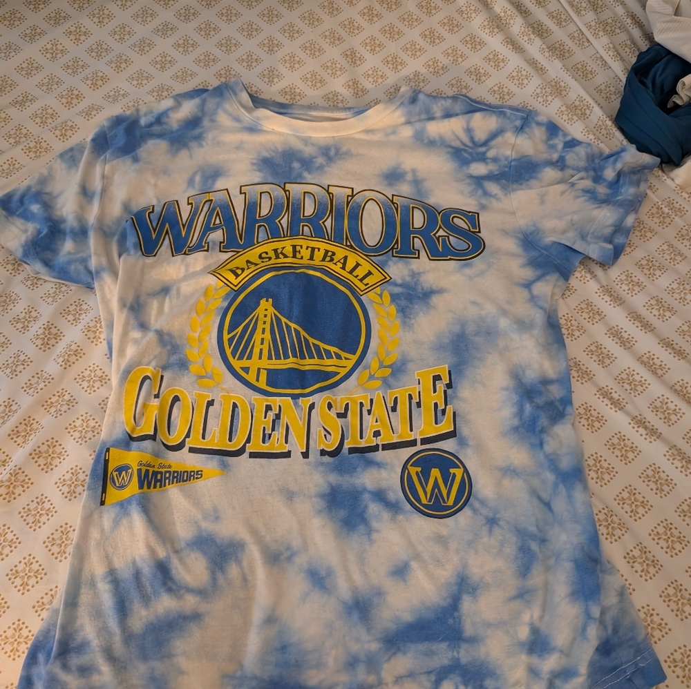 Golden State Warriors Tie-Dye Short Sleeve Tee - Blue/Yellow